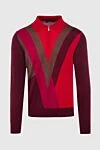 Zilli Long-sleeve polo in silk and cashmere red for men - Combination of two shades, geometric pattern. Long sleeve. 70% cashmere, 30% silk. Closure: Zipper. Country of manufacture: Italy. Care: specialized cleaning - photo 1