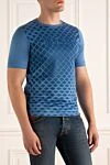 Zilli Cotton T-shirt blue for men - picture and logo print. 100% cotton. Country of manufacture: Italy. Care: specialized cleaning - photo 3