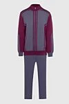 Zilli Men's sports suit made of cashmere, silk and alligator skin, burgundy - Contrasting lines, contrasting trim. 70% cashmere, 30% silk, 100% alligator skin. Closure: Drawstring, zipper. Four side pockets. Country of manufacture: Italy. Care: specialized cleaning - photo 1