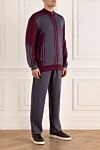 Men's sports suit made of cashmere, silk and alligator skin, burgundy Zilli - Contrasting lines, contrasting trim. 70% cashmere, 30% silk, 100% alligator skin. Closure: Drawstring, zipper. Four side pockets. Country of manufacture: Italy. Care: specialized cleaning - photo 2