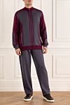 Zilli Men's sports suit made of cashmere, silk and alligator skin, burgundy - Contrasting lines, contrasting trim. 70% cashmere, 30% silk, 100% alligator skin. Closure: Drawstring, zipper. Four side pockets. Country of manufacture: Italy. Care: specialized cleaning - photo 3