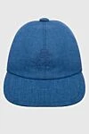 Loro Piana Blue cashmere cap for men - Contrasting logo embroidery. 100% cashmere. Country of manufacture: Italy. Care: specialized cleaning - photo 1