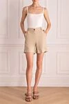 Beige viscose shorts for women D.Exterior - two pockets. 89% viscose, 11% polyester. zipper, button. Country of manufacture: Italy. Care: specialized cleaning - photo 2