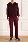 Men's sports suit made of cashmere, wool and silk, burgundy Zilli - Contrasting inserts. Hood. 35% cashmere, 35% silk, 30% wool. Closure: Drawstring, zipper. Four side pockets. Country of manufacture: Italy. Care: specialized cleaning - photo 2