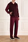 Zilli Men's sports suit made of cashmere, wool and silk, burgundy - Contrasting inserts. Hood. 35% cashmere, 35% silk, 30% wool. Closure: Drawstring, zipper. Four side pockets. Country of manufacture: Italy. Care: specialized cleaning - photo 3