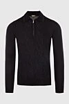 Zilli Long Sleeve Polo in Silk and Cashmere black for men - Long sleeve. 60% cashmere, 40% silk. Closure: Zipper. Country of origin: France. Care: specialized cleaning - photo 1