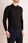 Long Sleeve Polo in Silk and Cashmere black for men Zilli - Long sleeve. 60% cashmere, 40% silk. Closure: Zipper. Country of origin: France. Care: specialized cleaning - photo 4