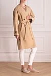 Peserico Women's beige polyester coat - 100% polyester. buttons, belt. two side pockets. Country of manufacture: Italy. Care: specialized cleaning - photo 3