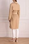 Women's beige polyester coat Peserico - 100% polyester. buttons, belt. two side pockets. Country of manufacture: Italy. Care: specialized cleaning - photo 4