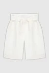 Peserico White linen shorts for women - pinches. two pockets. 100% linen. zipper, button, belt. Country of manufacture: Italy. Care: specialized cleaning - photo 1