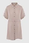 Peserico Beige linen dress for women - buttons. short sleeves. 100% linen. Country of manufacture: Italy. Care: specialized cleaning - photo 1