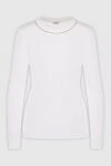 Peserico White cotton jumper for women - contrasting stripe on the neck. 94% cotton, 6% elastane. Country of manufacture: Italy. Care: specialized cleaning - photo 1