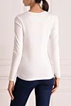 White cotton jumper for women Peserico - contrasting stripe on the neck. 94% cotton, 6% elastane. Country of manufacture: Italy. Care: specialized cleaning - photo 4