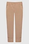 Peserico Beige cotton trousers for women - turns. four pockets. 98% cotton, 2% elastane. zipper, button. Country of manufacture: Italy. Care: specialized cleaning - photo 1