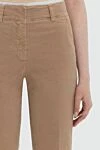 Peserico Beige cotton trousers for women - turns. four pockets. 98% cotton, 2% elastane. zipper, button. Country of manufacture: Italy. Care: specialized cleaning - photo 5