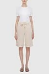 Beige cotton shorts for women Peserico - four pockets. 100% cotton. elastic belt with lacing. Country of manufacture: Italy. Care: specialized cleaning - photo 2