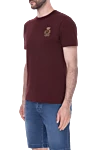 Dolce & Gabbana Cotton T-shirt burgundy for men - embroidered logo. 100% cotton. Country of manufacture: Italy. Care: specialized cleaning - photo 3