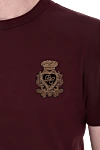 Dolce & Gabbana Cotton T-shirt burgundy for men - embroidered logo. 100% cotton. Country of manufacture: Italy. Care: specialized cleaning - photo 5