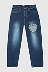 Area Blue cotton jeans for women - contrasting seams, fraying, heart-shaped cutout. three front pockets, two back pockets. 100% cotton. zipper, buttons. Country of manufacture: Italy. Care: specialized cleaning - photo 1