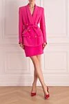 Women's pink viscose skirt suit Balmain - 100% viscose. buttons, belt. two side pockets. Country of manufacture: Italy. Care: specialized cleaning - photo 2