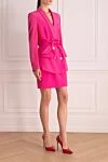 Balmain Women's pink viscose skirt suit - 100% viscose. buttons, belt. two side pockets. Country of manufacture: Italy. Care: specialized cleaning - photo 3