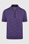 Cesare di Napoli Silk polo purple for men - Textured pattern, contrasting stripes on the collar and cuffs. 100% silk. Closure: Zipper. Country of origin: Italy. Care: specialized cleaning - photo 1