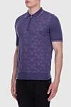 Cesare di Napoli Silk polo purple for men - Textured pattern, contrasting stripes on the collar and cuffs. 100% silk. Closure: Zipper. Country of origin: Italy. Care: specialized cleaning - photo 3