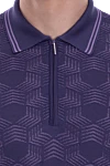 Cesare di Napoli Silk polo purple for men - Textured pattern, contrasting stripes on the collar and cuffs. 100% silk. Closure: Zipper. Country of origin: Italy. Care: specialized cleaning - photo 5