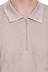 Cesare di Napoli Beige silk polo for men - Textured pattern, contrasting stripes on the collar and cuffs. 100% silk. Closure: Zipper. Country of manufacture: Italy. Care: specialized cleaning - photo 5