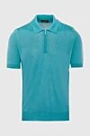 Cesare di Napoli Silk polo green for men - Embossed pattern. 100% silk. Closure: Zipper. Country of origin: Italy. Care: specialized cleaning - photo 1