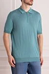 Cesare di Napoli Silk polo green for men - Embossed pattern. 100% silk. Closure: Zipper. Country of origin: Italy. Care: specialized cleaning - photo 3