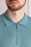 Cesare di Napoli Silk polo green for men - Embossed pattern. 100% silk. Closure: Zipper. Country of origin: Italy. Care: specialized cleaning - photo 5