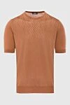 Cesare di Napoli Short-sleeved jumper in silk brown for men - Fantasy pattern. Short sleeve. 100% silk. Country of manufacture: Italy. Care: specialized cleaning - photo 1