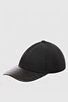 Cesare di Napoli Black alligator and polyamide cap for men - Textured leather. 50% alligator skin, 50% polyamide. Country of manufacture: Italy. Care: specialized cleaning - photo 3