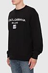 Dolce & Gabbana Ерлерге арналған қара мақтадан жасалған свит көйлек - логотип. Құрамы: 100% мақта. Шығарылған елі: Италия. Күтім: арнайы тазалау - фото 3