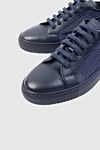 Doucal`s Sneakers in leather and textile blue for men - Dector: contrast sole. 70% leather, 30% textile. lacing. Country of origin: Italy. Care: specialized cleaning - photo 5