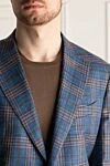 Sartoria Latorre Пиджак синий мужской - узор клетка. 60% шерсть, 12% шелк, 12% лен. две пуговицы. три внутренних, два боковых, нагрудный карман. Страна производитель: Италия. Уход: специализированная чистка - фото 5