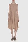 Beige cotton dress for women Peserico - zipper. sleeveless, asymmetric. 95% cotton, 5% elastane. Country of manufacture: Italy. Care: specialized cleaning - photo 2