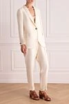 Peserico White women's polyester and cotton trouser suit - 65% polyester, 35% cotton. Closure: buttons. two side pockets, two trouser pockets. Country of manufacture: Italy. Care: specialized cleaning - photo 3