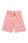 Peserico Pink linen shorts for women - pinches. four pockets. 100% linen. zipper, hook, belt. Country of manufacture: Italy. Care: specialized cleaning - photo 1