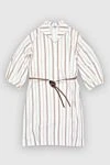 Peserico White dress for women - Fastener: belt. short sleeves, loose cut, striped pattern. 75% cotton, 22% polyester, 3% elastane. Country of manufacture: Italy. Care: specialized cleaning - photo 1