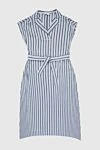 Peserico Gray viscose and silk dress for women - Fastener: belt. sleeveless, striped pattern. 84% viscose, 16% silk. Country of manufacture: Italy. Care: specialized cleaning - photo 1