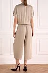 Women's beige viscose jumpsuit Fabiana Filippi - Closure: zipper. 100% viscose. two side pockets. Country of manufacture: Italy. Care: specialized cleaning - photo 4