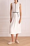 White linen dress for women Fabiana Filippi - Fastener: belt. contrasting belt, shiny insert. 100% linen. Country of manufacture: Italy. Care: specialized cleaning - photo 2