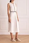 Fabiana Filippi White linen dress for women - Fastener: belt. contrasting belt, shiny insert. 100% linen. Country of manufacture: Italy. Care: specialized cleaning - photo 3