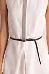 Fabiana Filippi White linen dress for women - Fastener: belt. contrasting belt, shiny insert. 100% linen. Country of manufacture: Italy. Care: specialized cleaning - photo 5