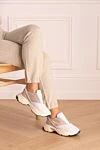 White linen and polyamide sneakers for women Fabiana Filippi - contrasting inserts. linen, polyamide. lacing. Country of manufacture: Italy. Care: specialized cleaning - photo 2