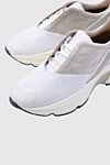 Fabiana Filippi White linen and polyamide sneakers for women - contrasting inserts. linen, polyamide. lacing. Country of manufacture: Italy. Care: specialized cleaning - photo 5