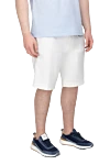 Loro Piana White linen and cotton shorts for men - 35% cotton, 65% linen. Closure: zipper, button, drawstring. Three side pockets, two back pockets. Country of origin: Italy. Care: specialized cleaning - photo 3