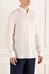 Brunello Cucinelli White linen shirt for men - 100% linen. Closure: buttons. Country of origin: Italy. Care: specialized cleaning - photo 3